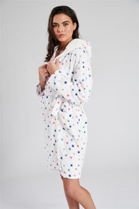 Loungeable Womens White Star Print Dressing Gown