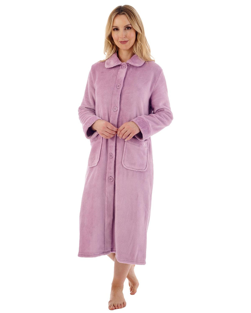 Slenderella Womens 46" Mini Waffle Button Dressing Gown