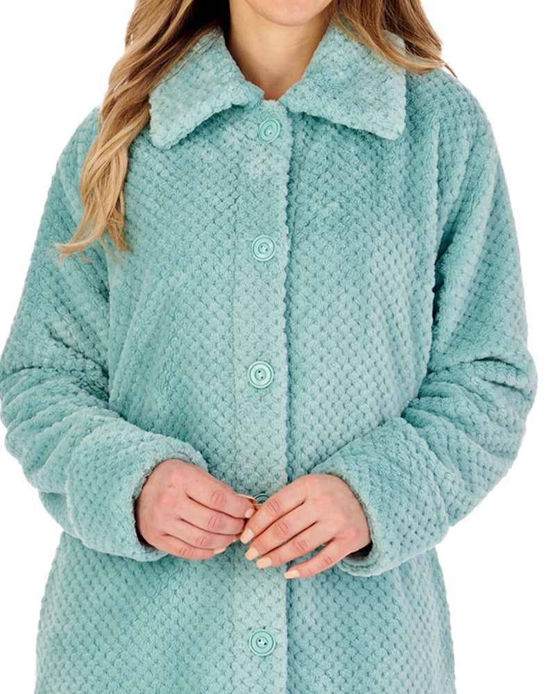 Slenderella Womens 46" Waffle Fleece Button Dressing Gown