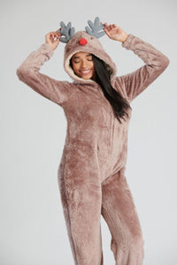 Loungeable Womens Brown Reindeer Onesie