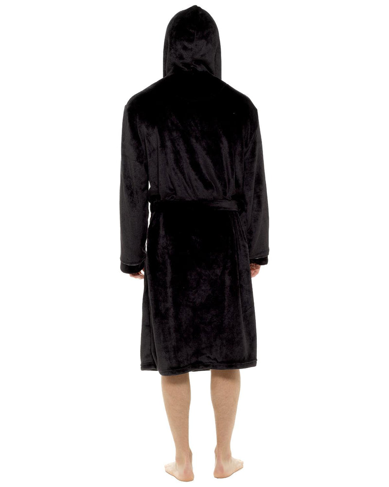 Mens Polished Fleece Contrast Piping Dressing Gown