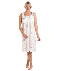 Lady Olga Womens Sleeveless Jersey Floral Nightie