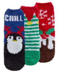 3 Pairs Kids Festive Christmas Fluffy Socks