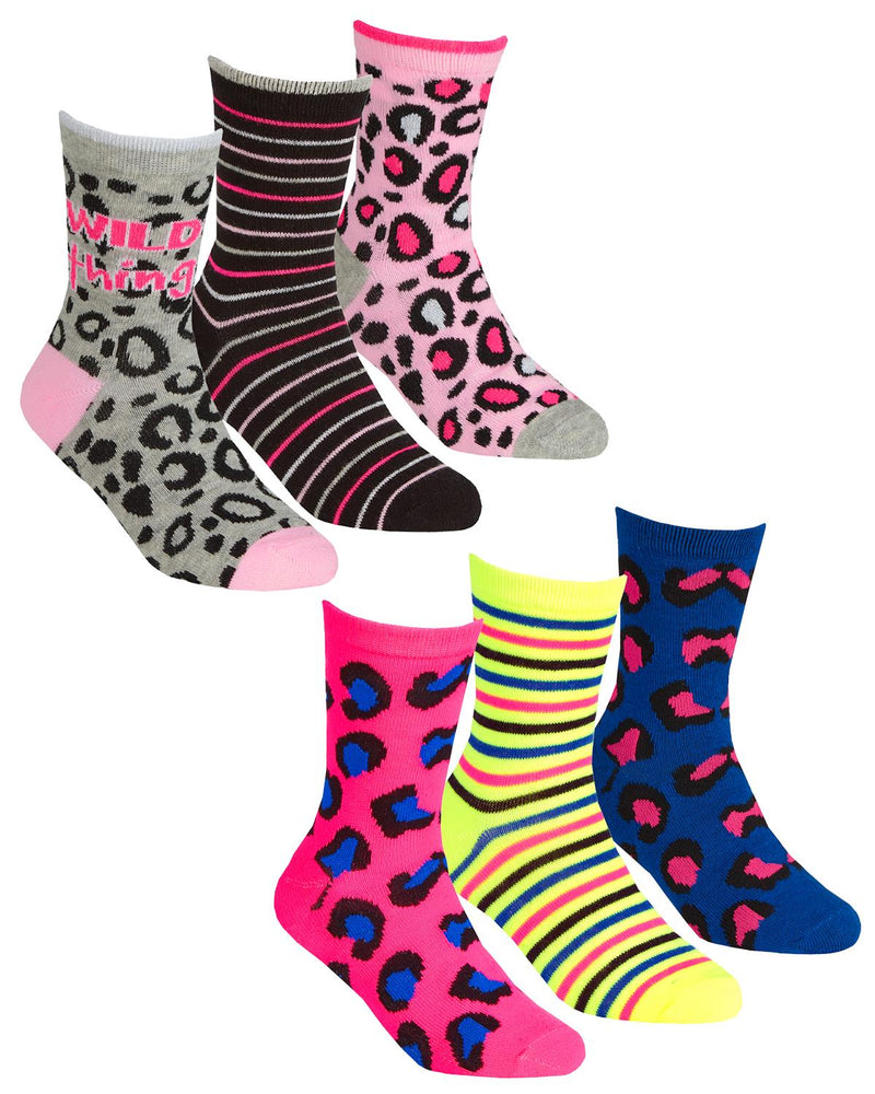 6 Pairs Girls Animal Print Ankle Socks