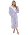 Womens Polished Fleece Sherpa Hood Dressing Gown