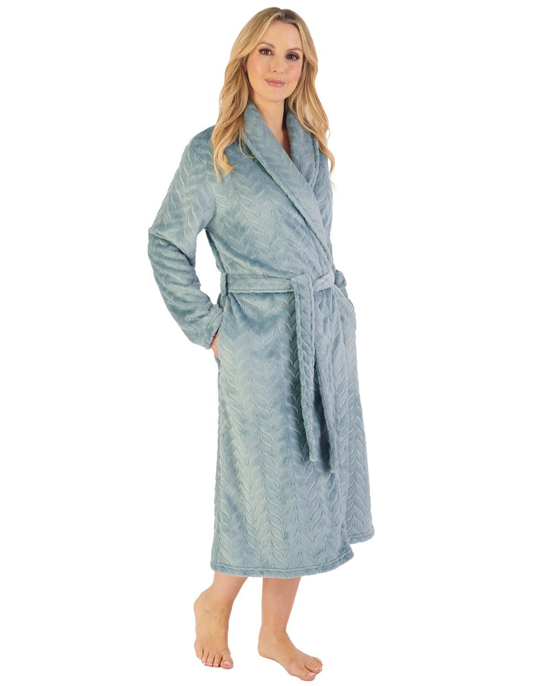 Slenderella Womens Embossed Wrap Dressing Gown