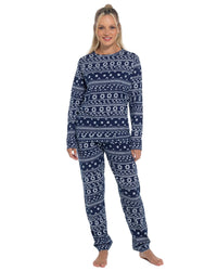 Slumber Hut Womens Jersey Navy Fairisle Pyjamas