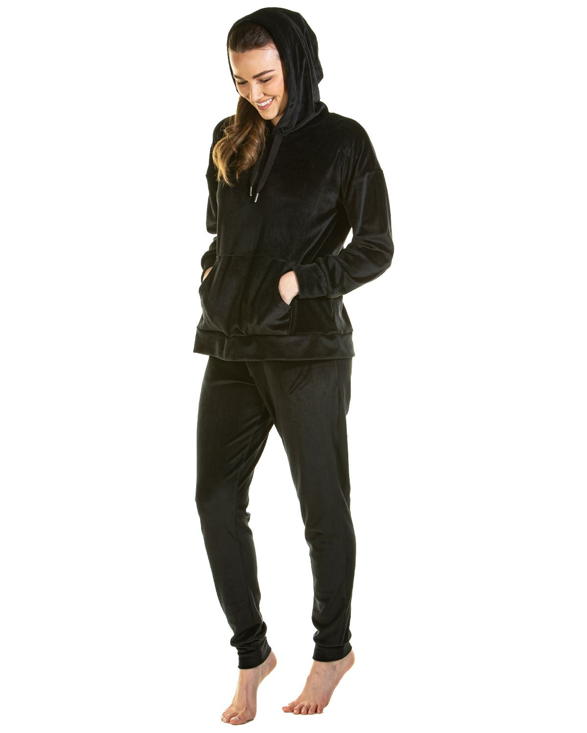 La Marquise Womens Velour Lounge Hooded Pyjamas