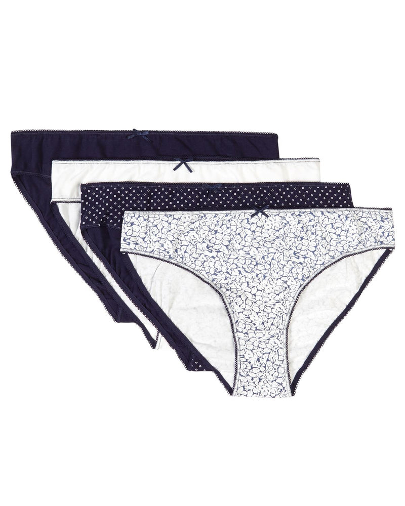 Slenders by Slenderella Womens 4 Pack Cotton Mini Brief