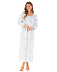 La Marquise Womens Primrose in Bloom Jersey 50" Long Sleeve Nightie