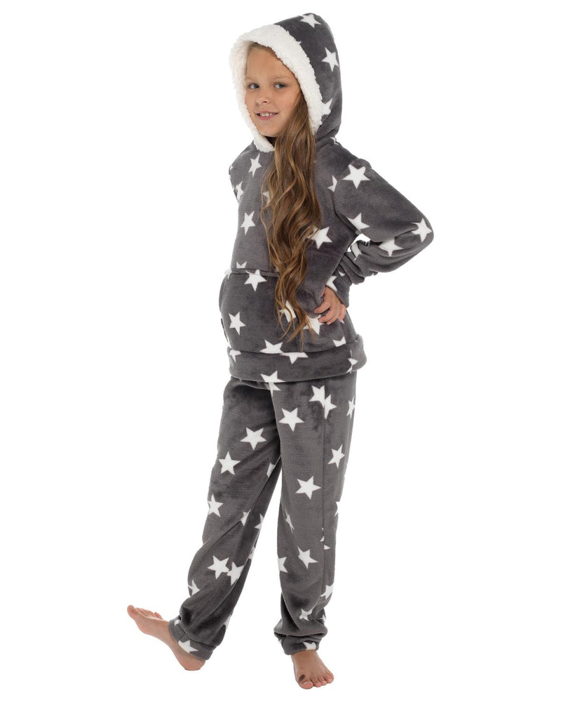 Slumber Hut Girls Star Fleece Hooded Pyjamas