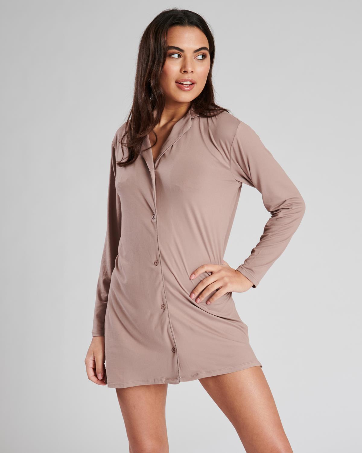 Loungeable Womens Mink Super Soft Button Nightshirt