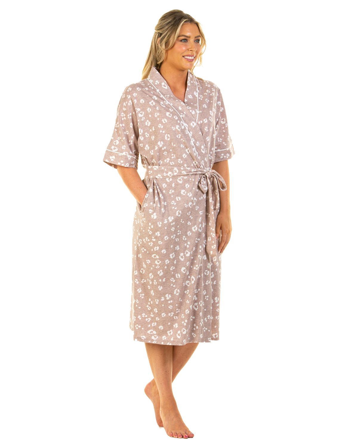 La Marquise Womens Heather Leopard Robe