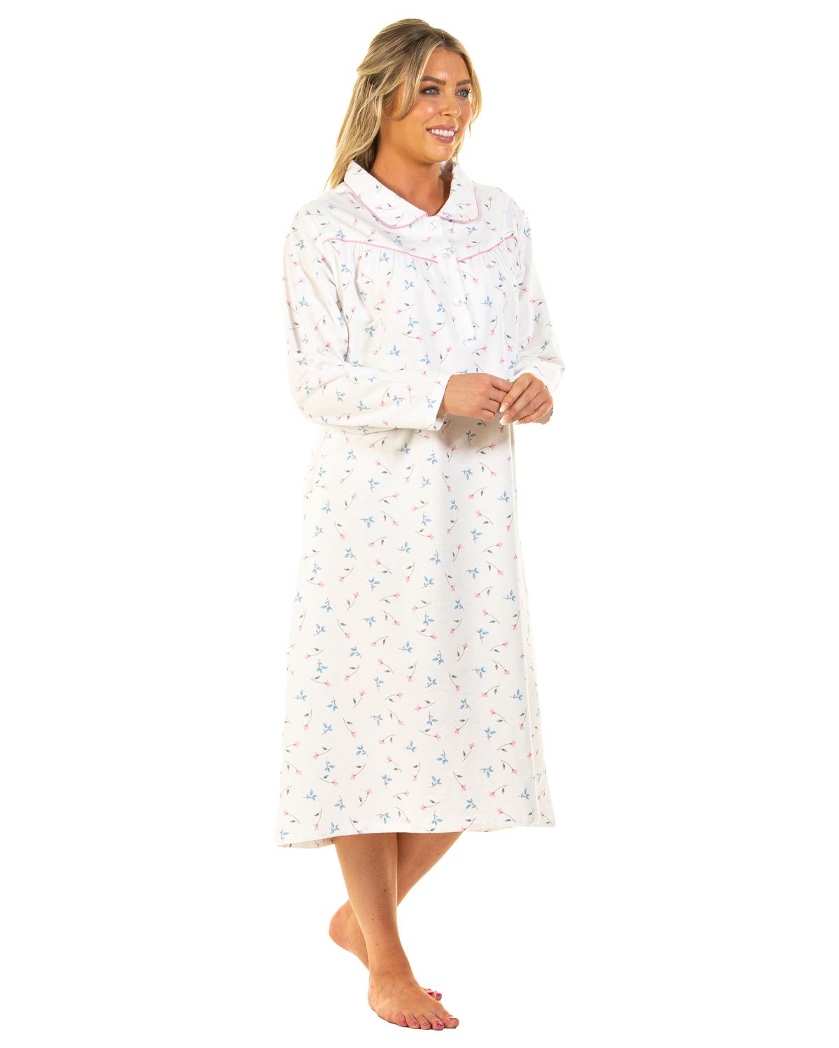 Sue Marks Womens Floral Flannel Brushed Cotton Nightie