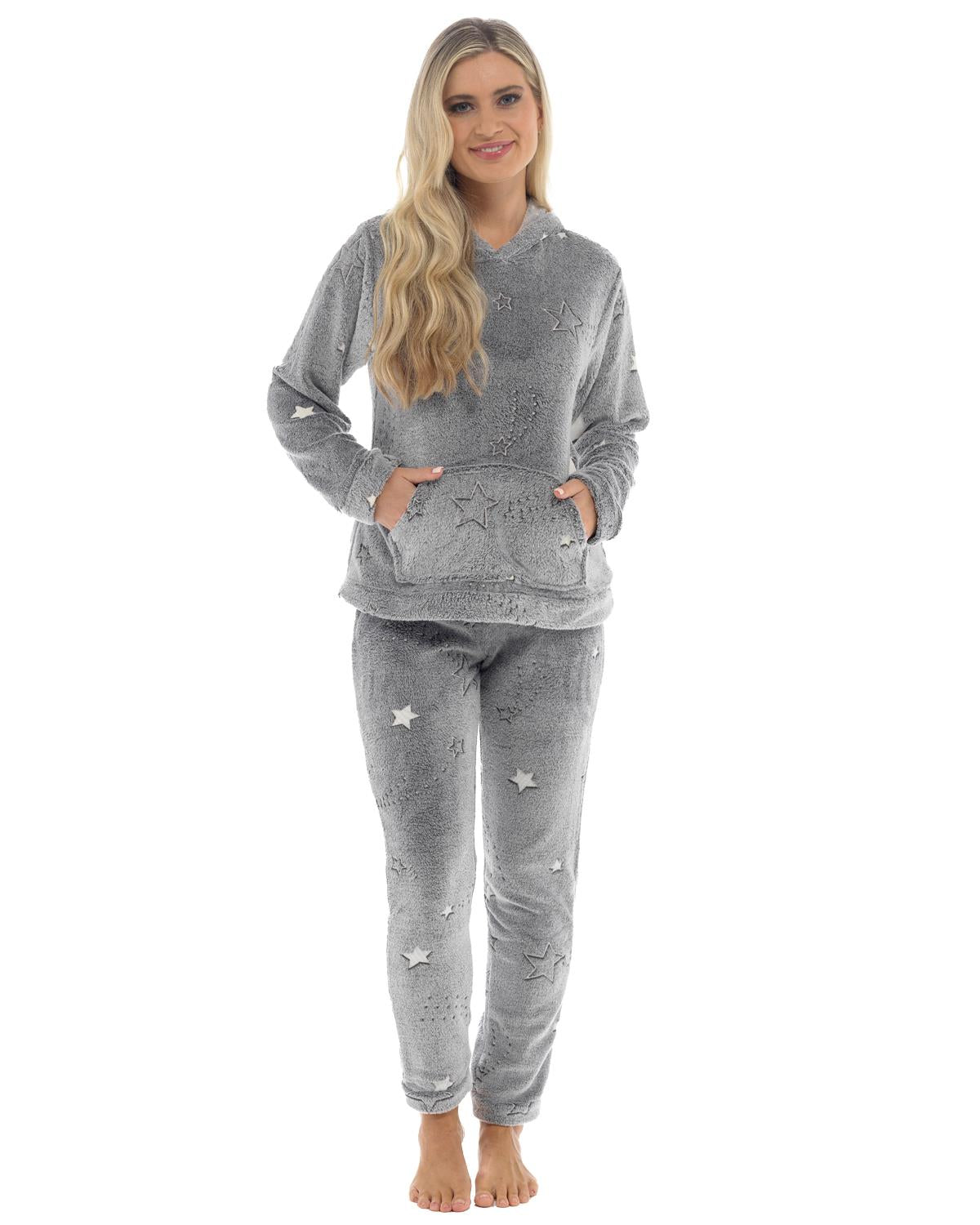 Womens Shooting Stars Hooded Fleece Pyjamas