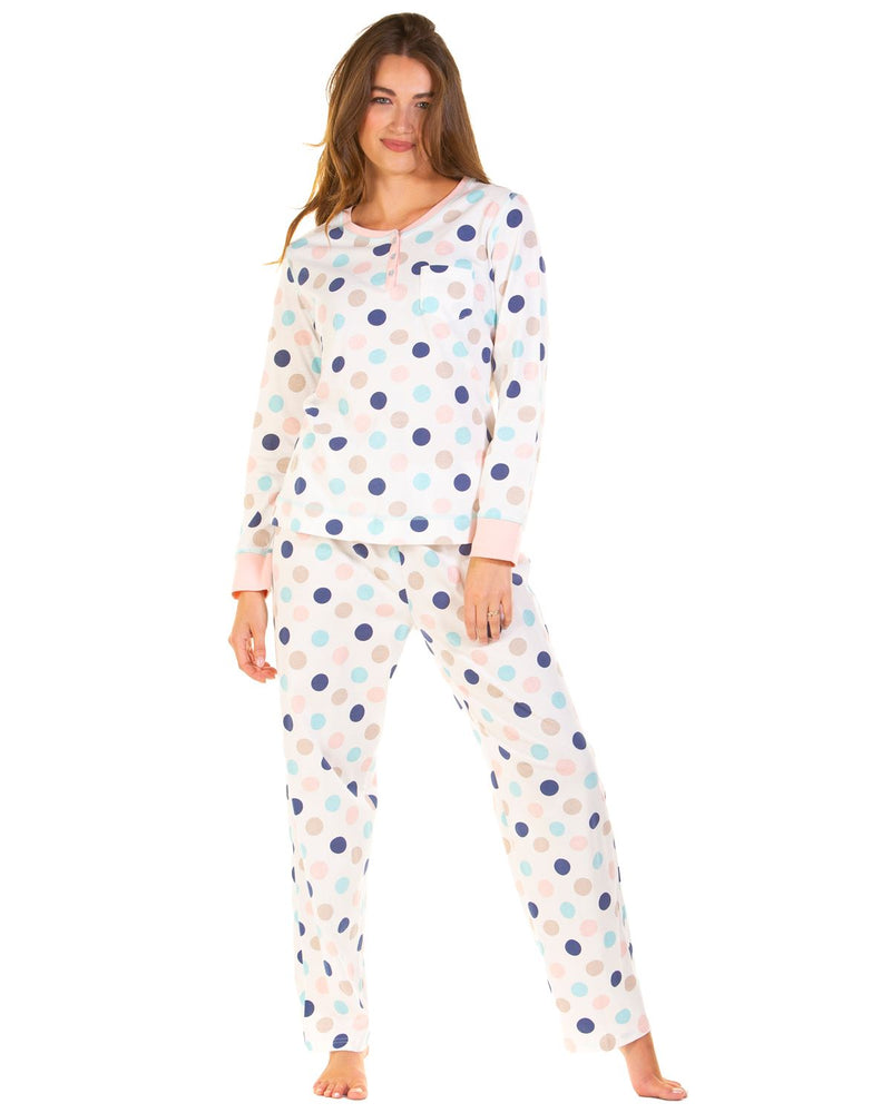 Sue Marks Womens Misty Dots Long Sleeve Pyjamas