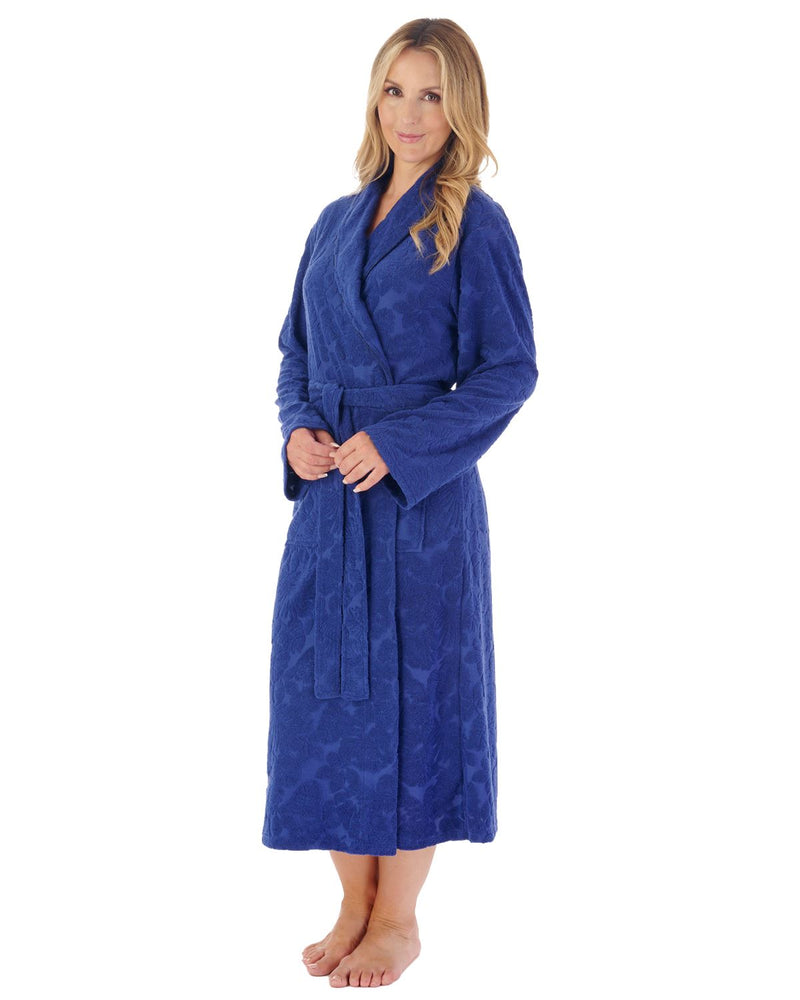 Slenderella Womens Floral Embossed Shawl Collar Dressing Gown