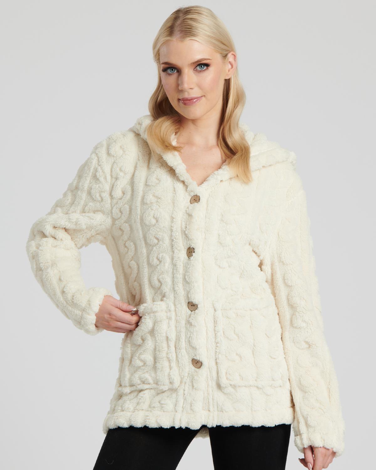 Pistachio Womens Cream Cable Cut Button Cardigan