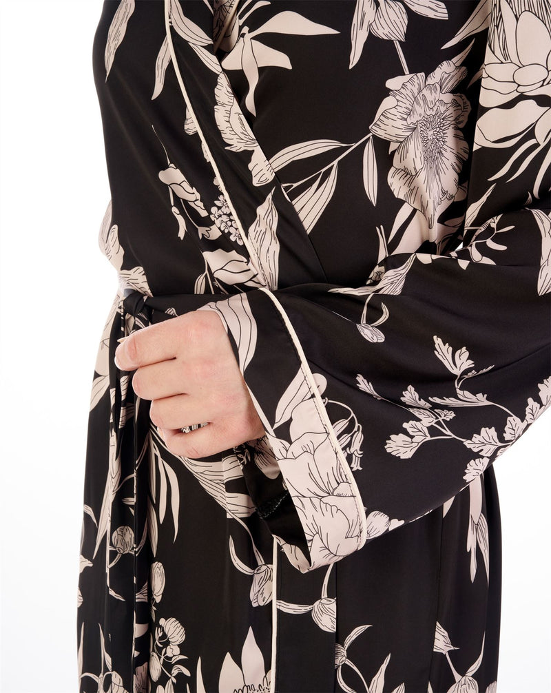 Gaspé Womens Floral Satin Kimono Robe