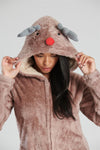 Loungeable Womens Brown Reindeer Onesie