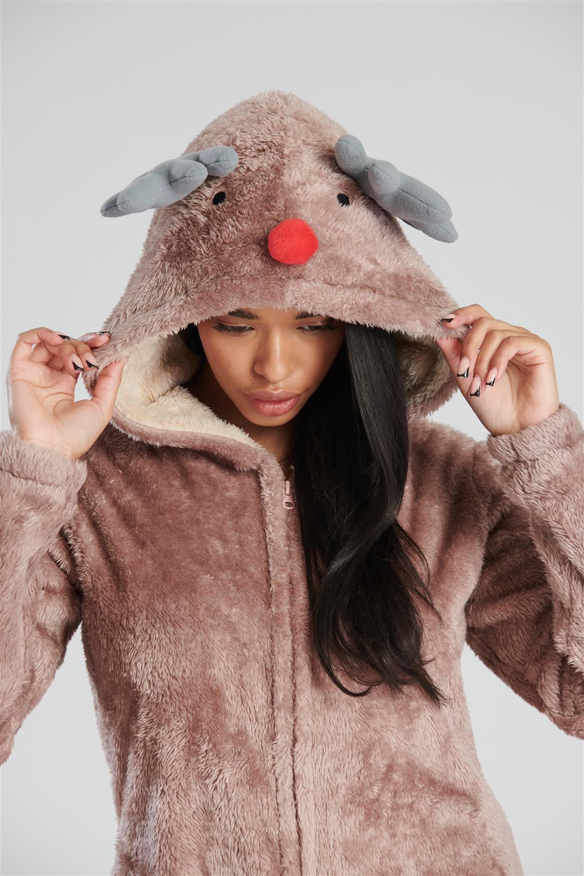 Loungeable Womens Brown Reindeer Onesie