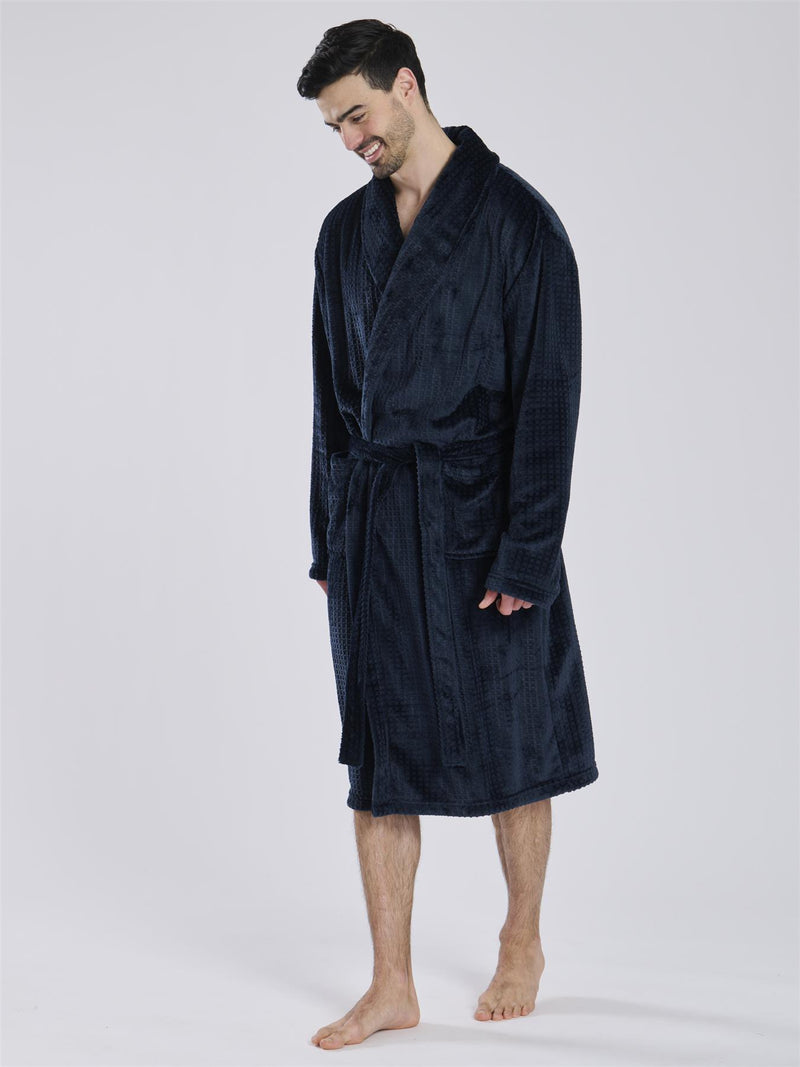 Loungeable Mens Waffle Fleece Dressing Gown