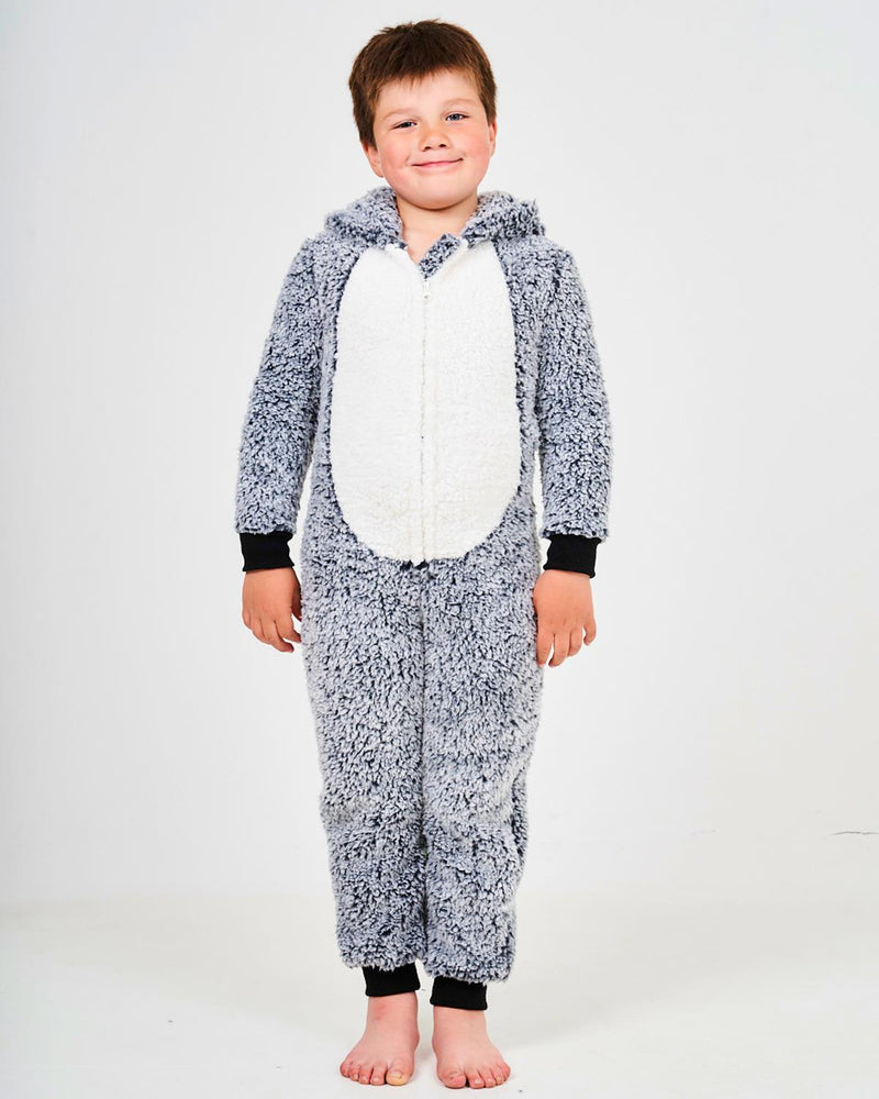 Kids Grey Wolf Onesie