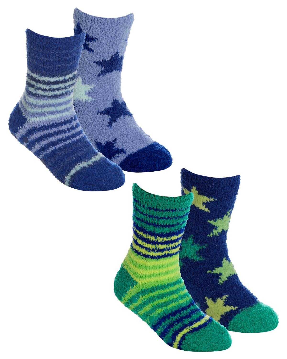 4 Pairs Boys Stripes & Stars Cosy Socks