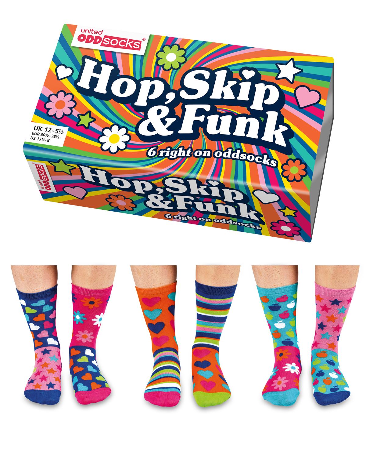 United Oddsocks Girls Hop, Skip & Funk Socks Gift Box