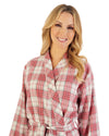 Slenderella Womens Brushed Cotton Check Kimono Robe