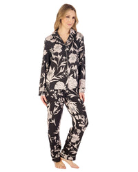 Gaspé Womens Satin Button Floral Pyjamas