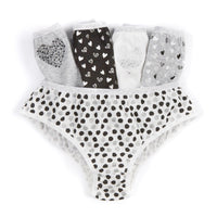 5 Pairs Girls Black Heart Cotton Knickers