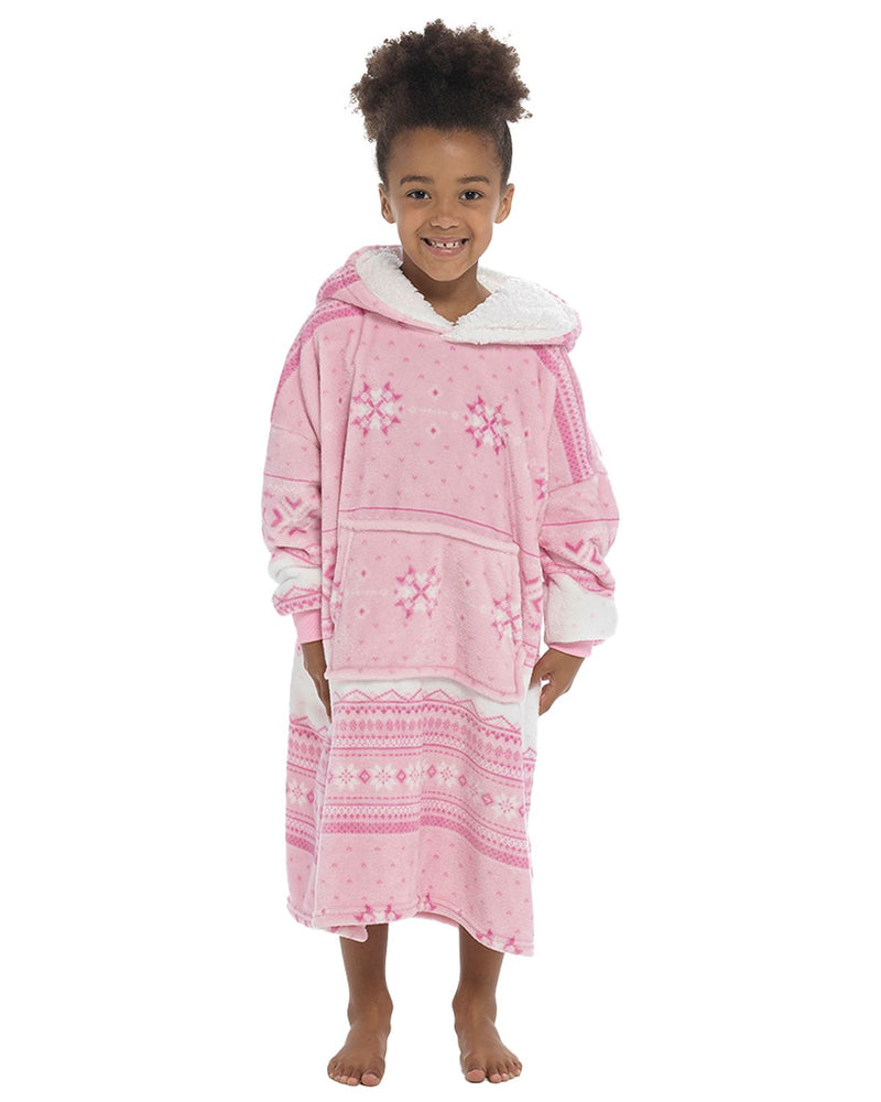 Follow That Dream Girls Pink Fairisle Oversized Hoodie