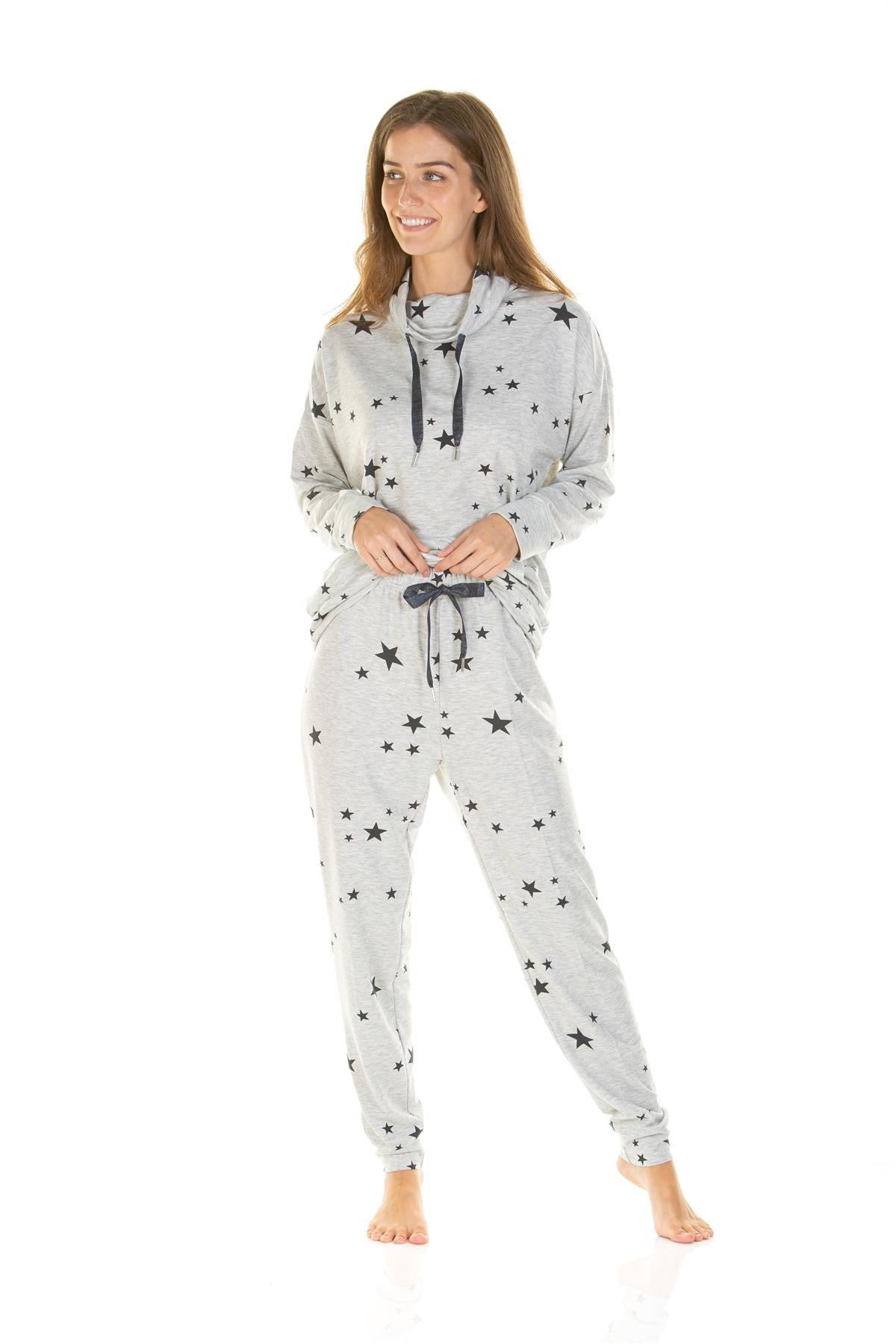 La Marquise Womens Starry Days Cowl Neck Pyjamas