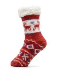 Foxbury Womens Fairisle Sherpa Lined Slipper Socks