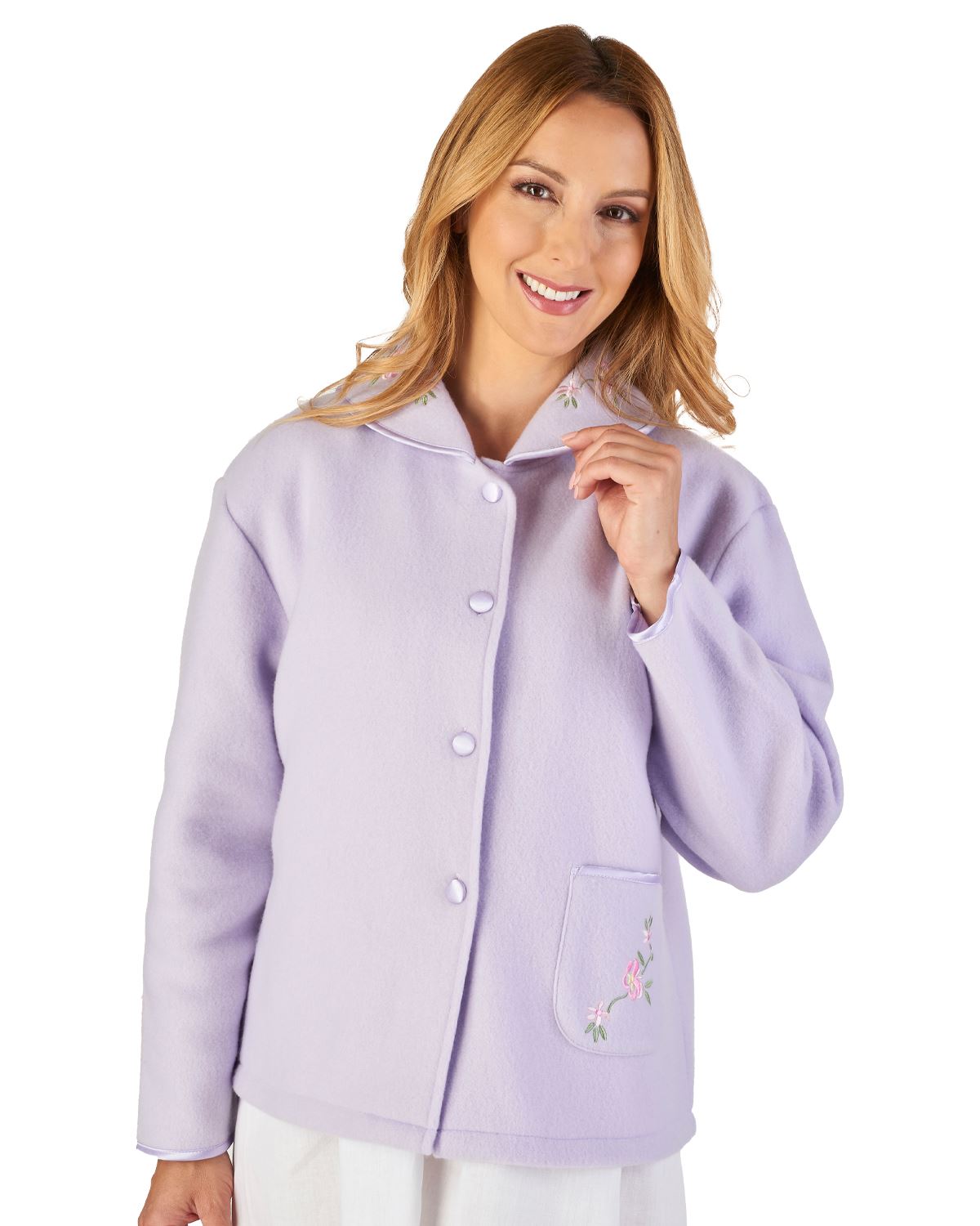 Slenderella Womens Polar Fleece Button Bed Jacket