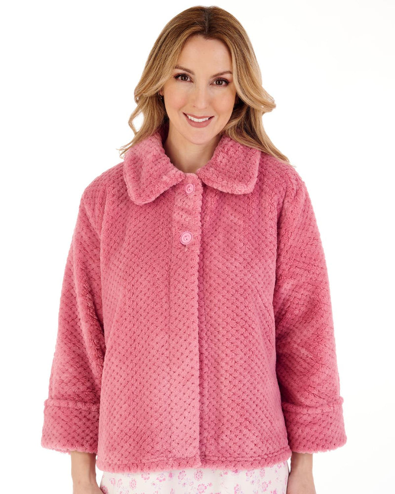 Slenderella Womens Waffle Fleece Button Bed Jacket