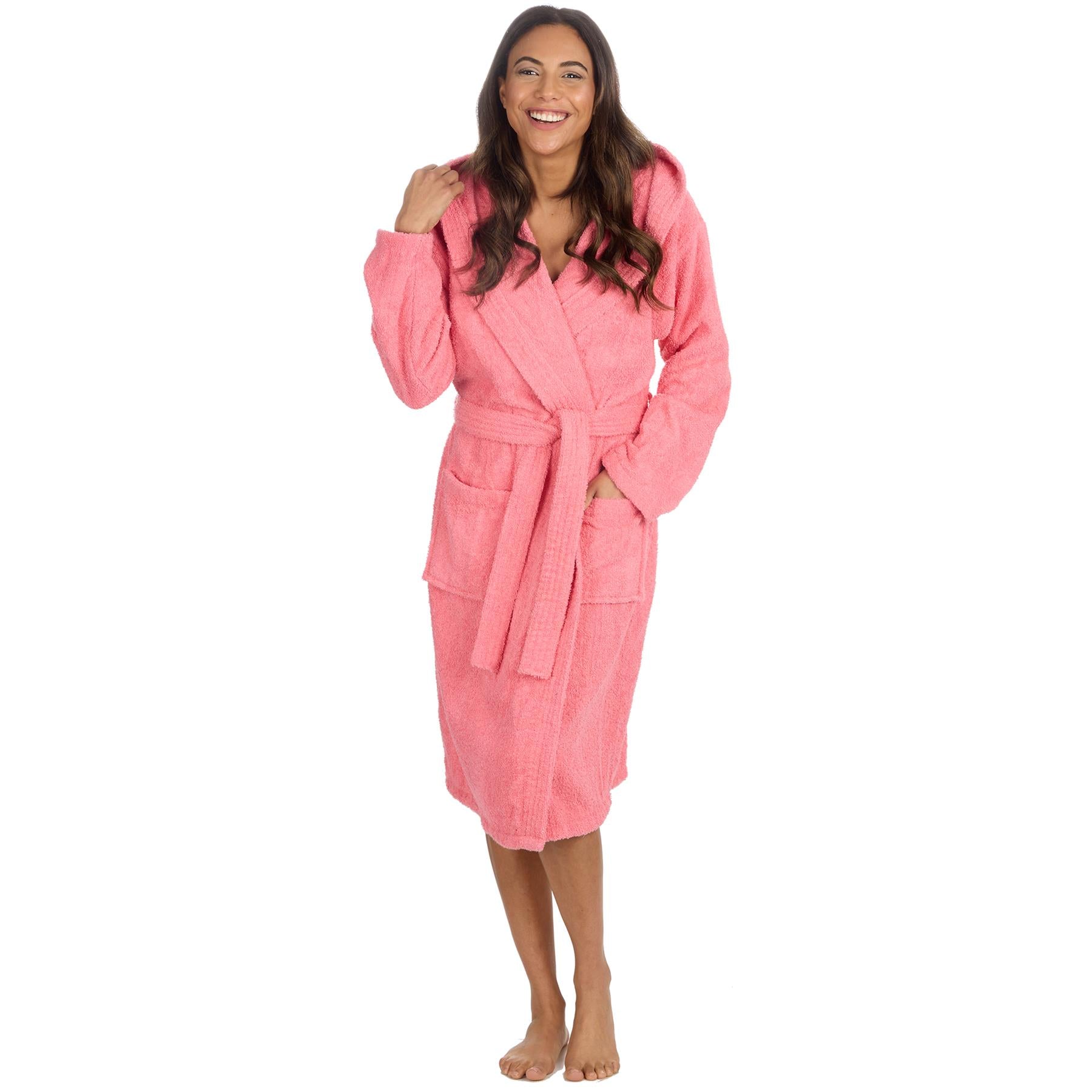 Forever Dreaming Womens Hooded Towelling Bathrobe