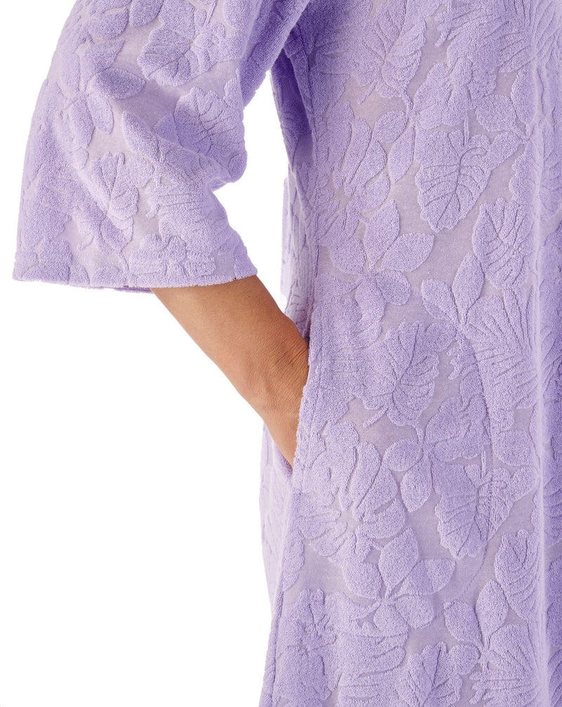 Slenderella Womens Floral Embossed Zip Dressing Gown