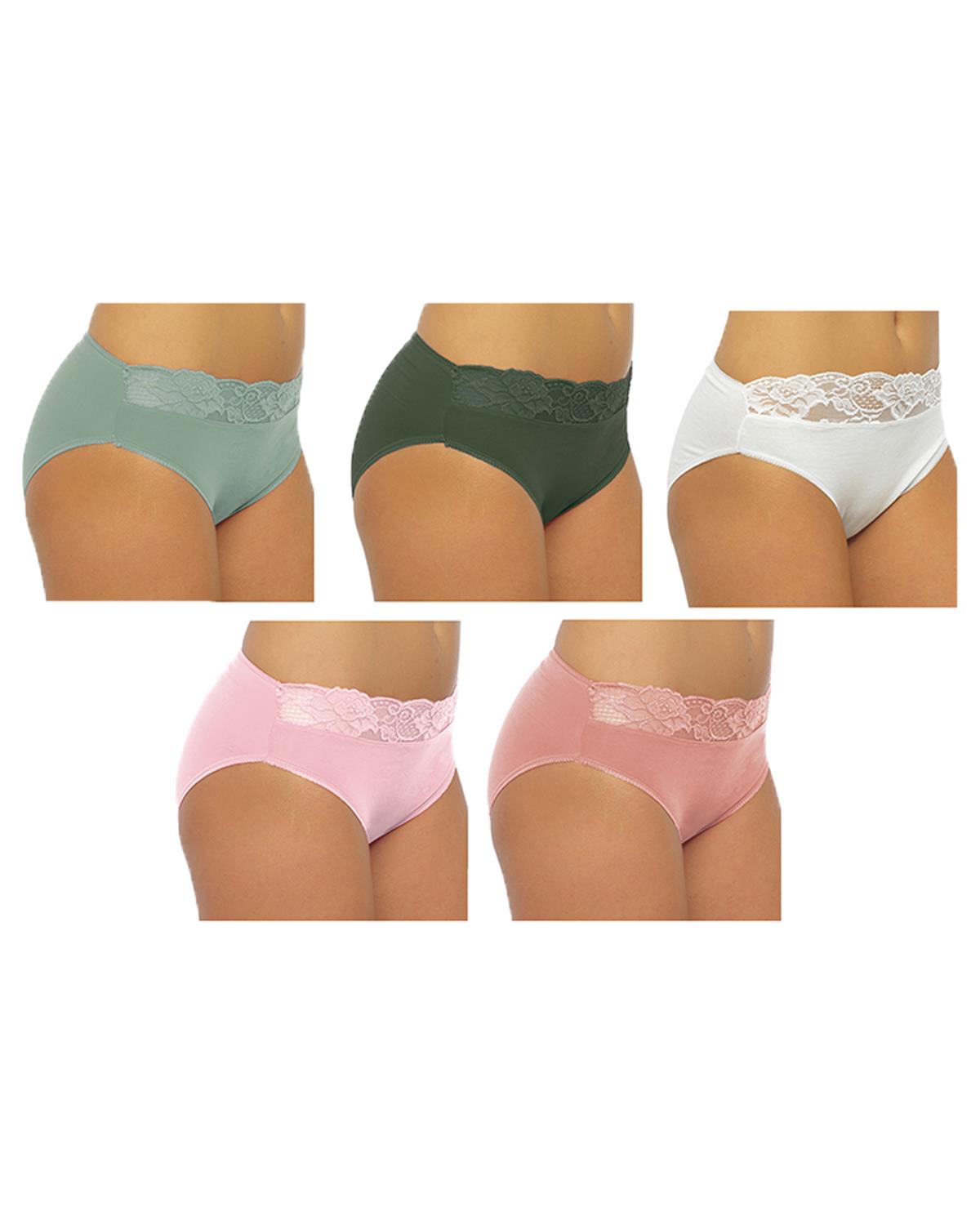 Anucci Womens 5 Pack Lace Front High Leg Briefs