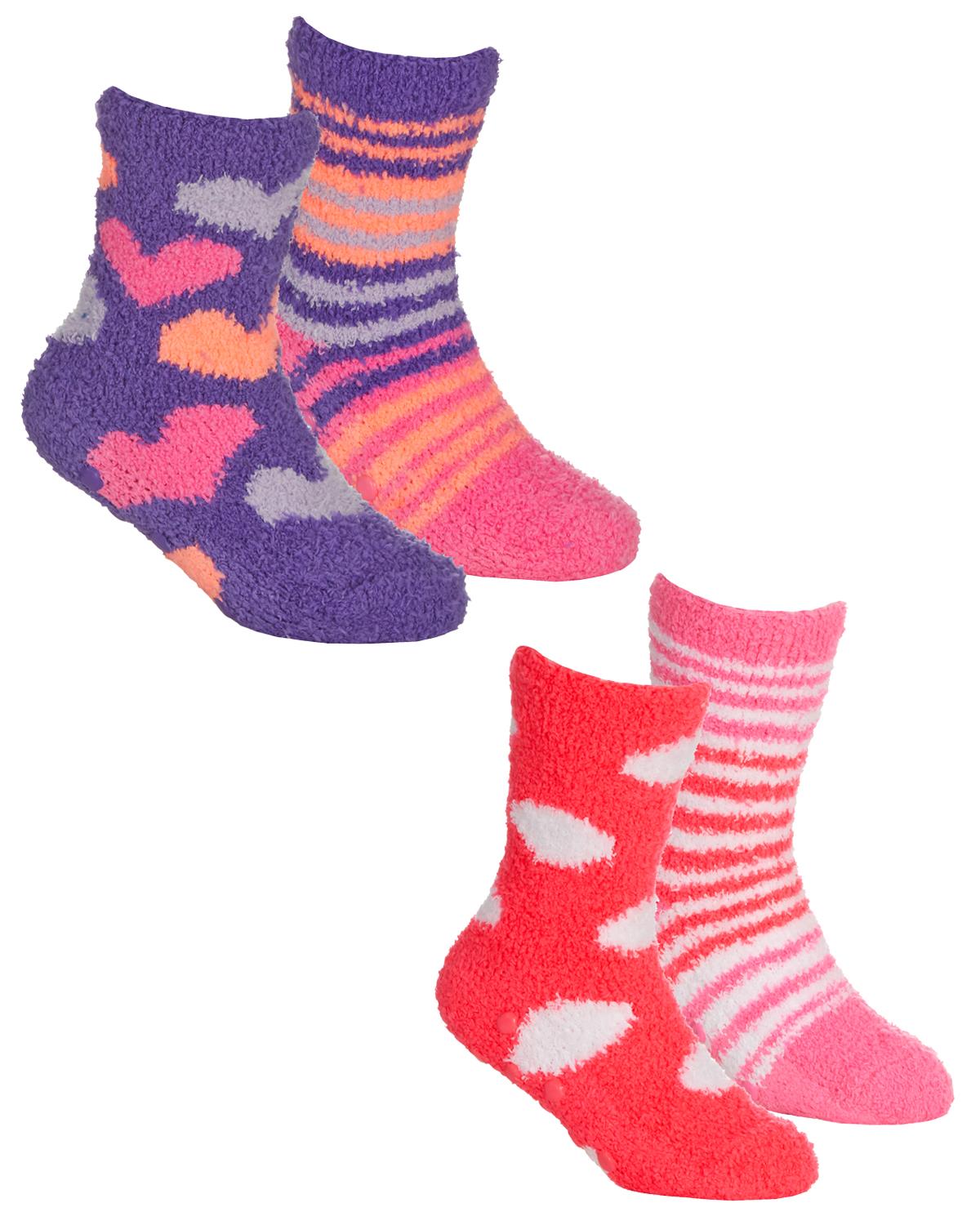 4 Pairs Girls Stars & Spots Cosy Socks