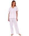 Slenderella Womens Embroidered Pintuck & Ruffle Woven Pyjamas