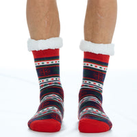 Mens Fairisle Sherpa Lined Slipper Socks