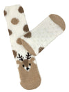 Bramble Womens 2 Pack Cream Deer Fluffy Socks