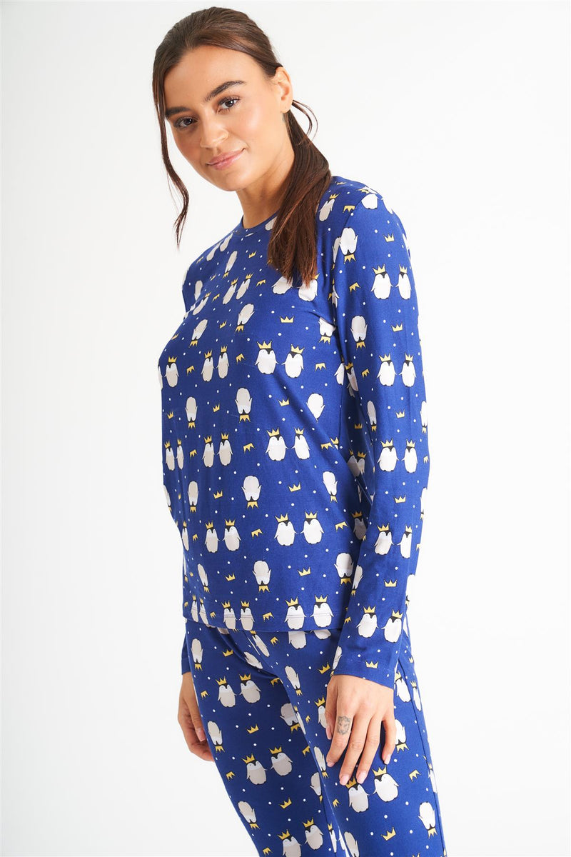 Loungeable Womens Navy Penguins Pyjamas