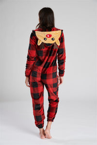 Loungeable Womens Red Check Reindeer Onesie