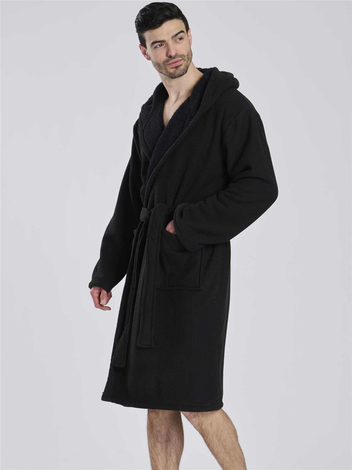 Loungeable Mens Fleece Lined Waffle Dressing Gown