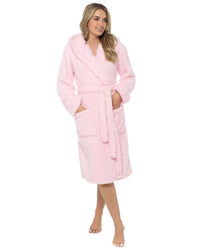 Undercover Womens Fluffy Hooded Dressing Gown