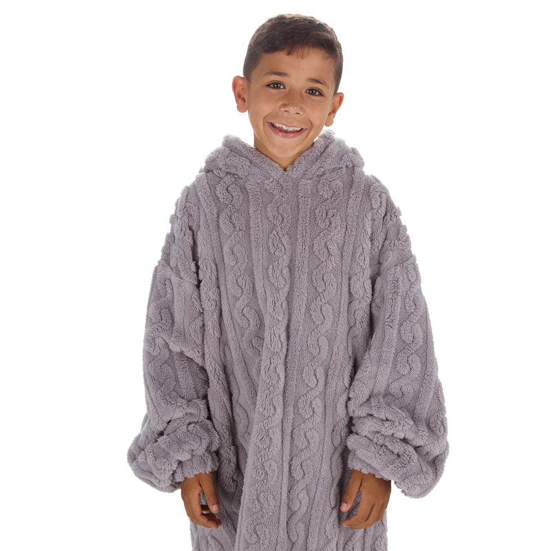 Huggable Kids Sherpa Cable Fleece Snuggle Hoodie