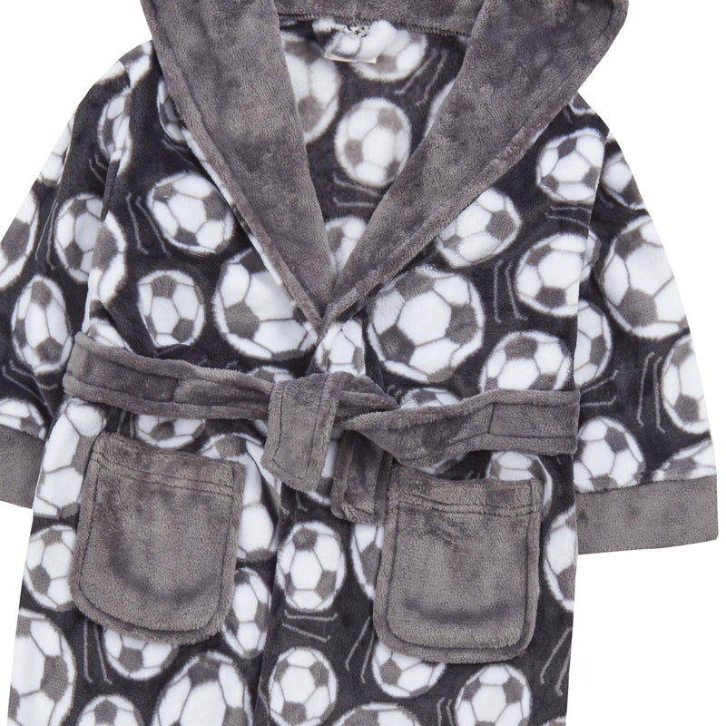 Boys Grey Football Print Dressing Gown